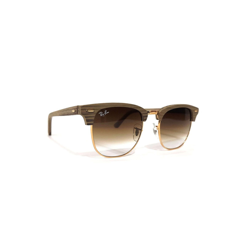 RayBan RB3016 Premium Clubmaster Brown Wood Frame Sunglasses