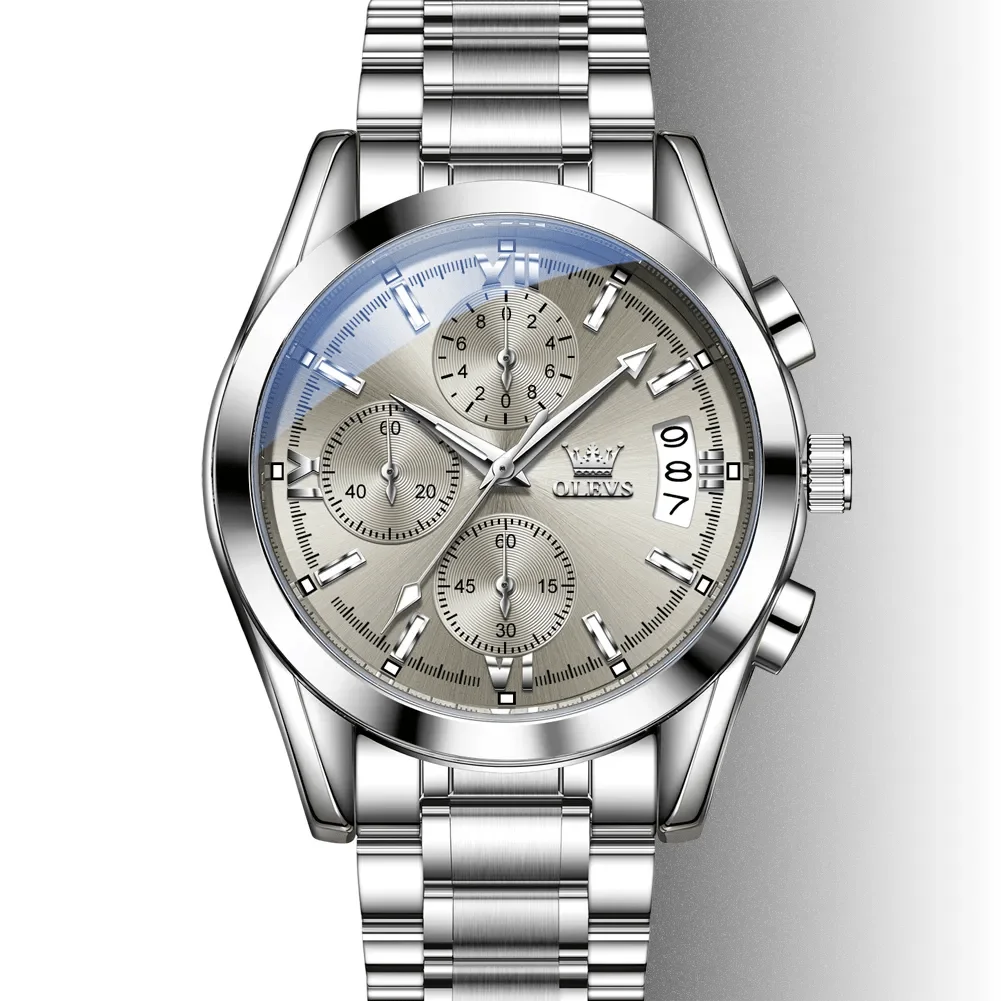 Olevs Men’s Watch 2987 Silver Gray