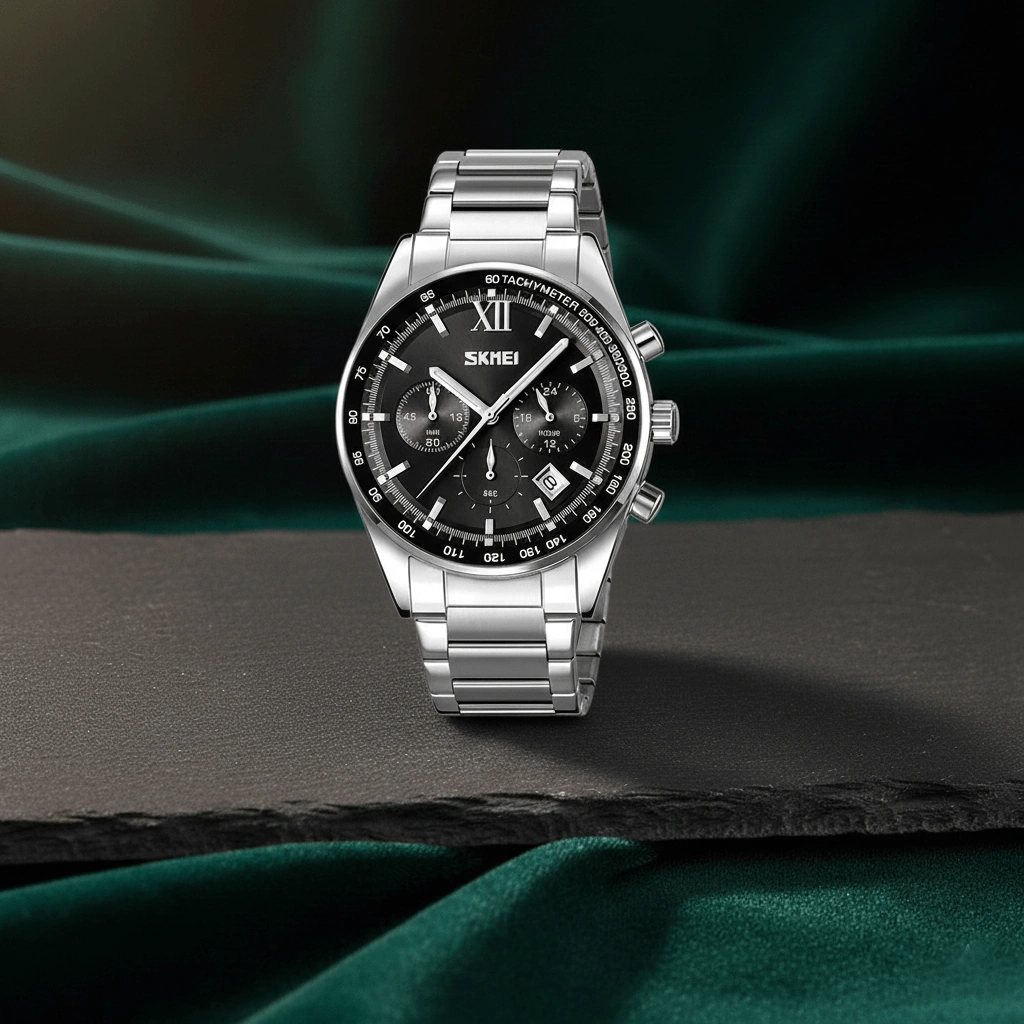 Original SKMEI Men’s Watch 9096 Silver Black