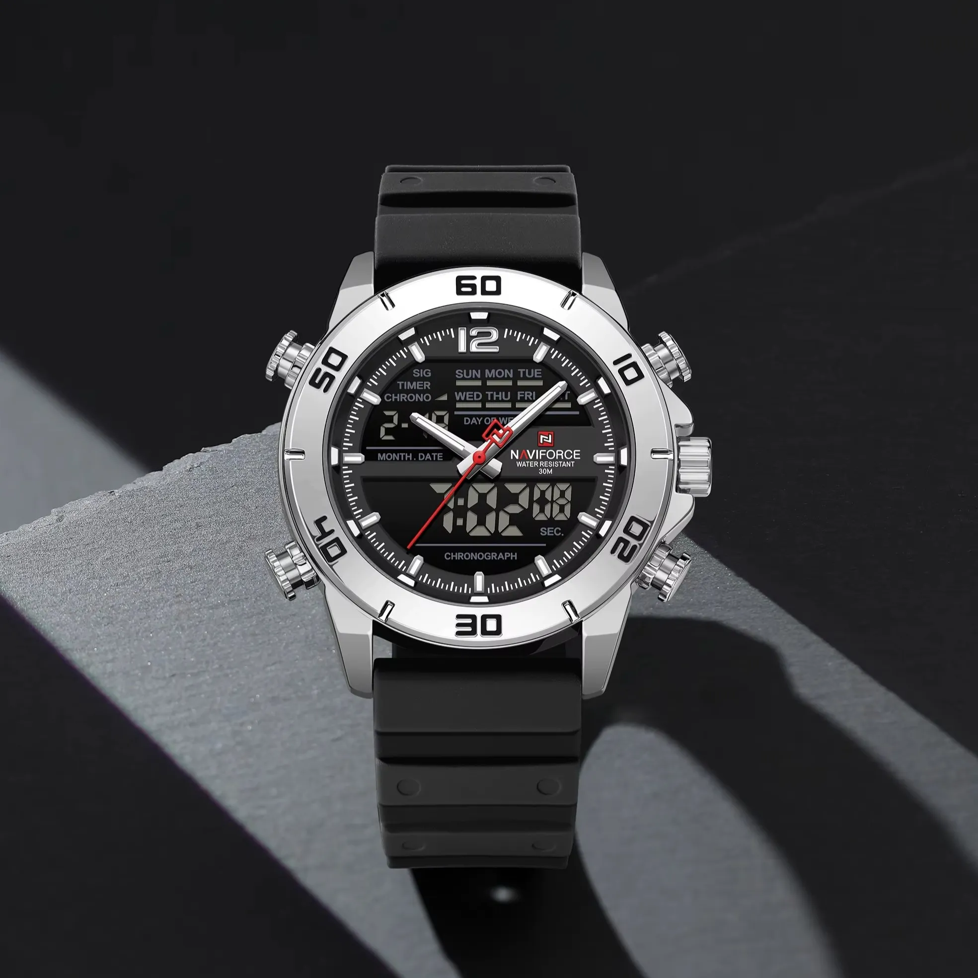 Naviforce 9253-T For Man - Silver Black