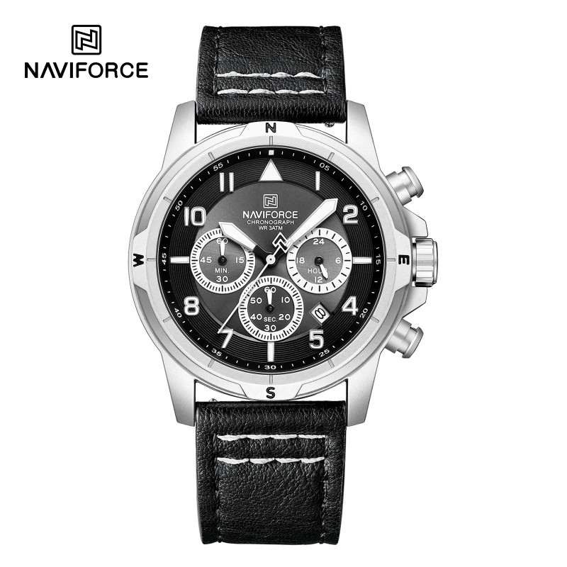 Naviforce 8077 L - Silver Black