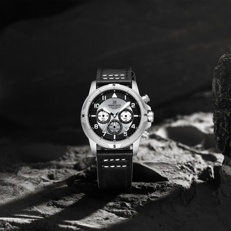 Naviforce 8077 L - Silver Black