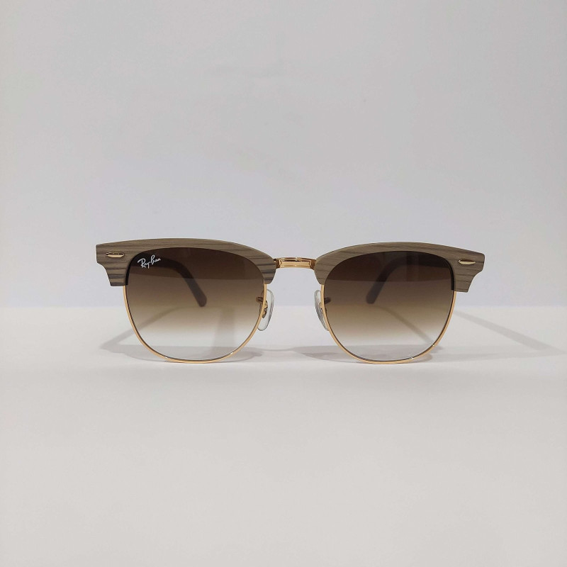 RayBan RB3016 Premium Clubmaster Brown Wood Frame Sunglasses