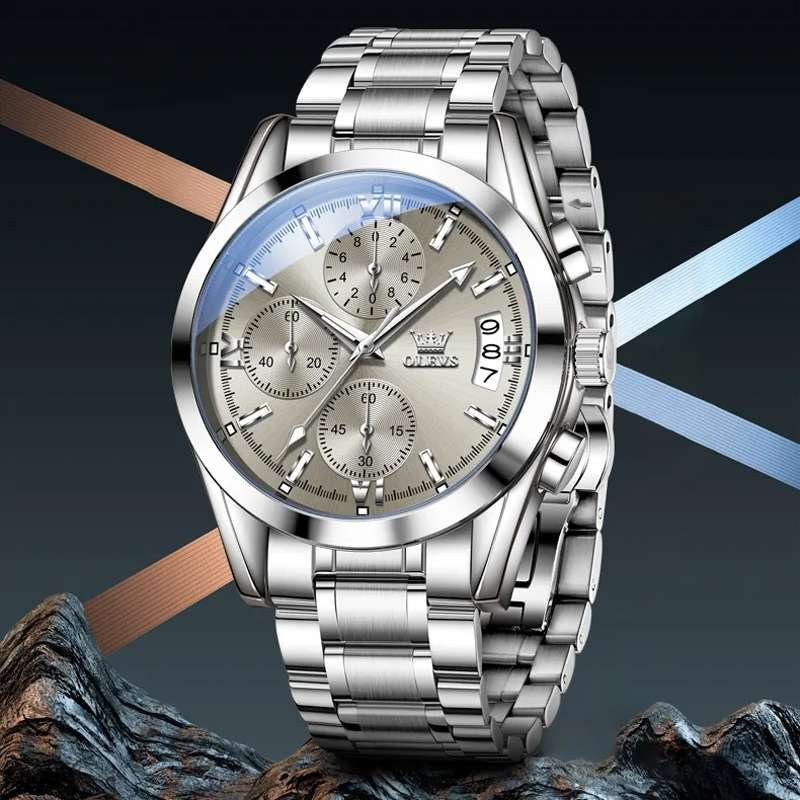 Olevs Men’s Watch 2987 Silver Gray