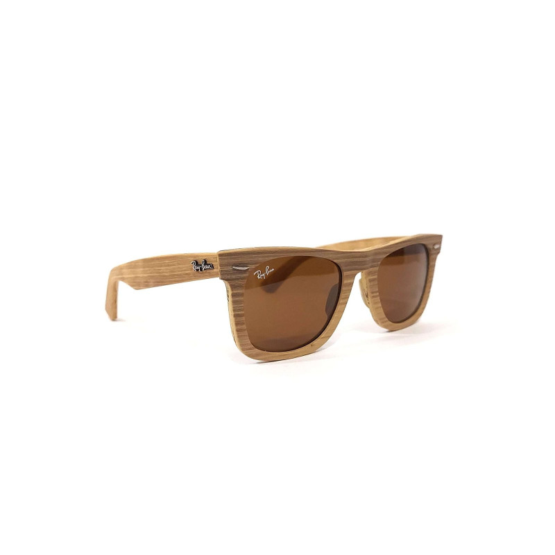 RayBan RB2140 Wood Acetate Brown Frame Brown Glass Sunglasses