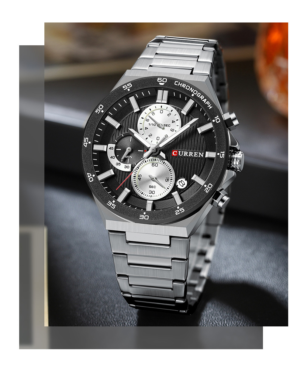 Curren 8481 Men's Watch - Silver Black