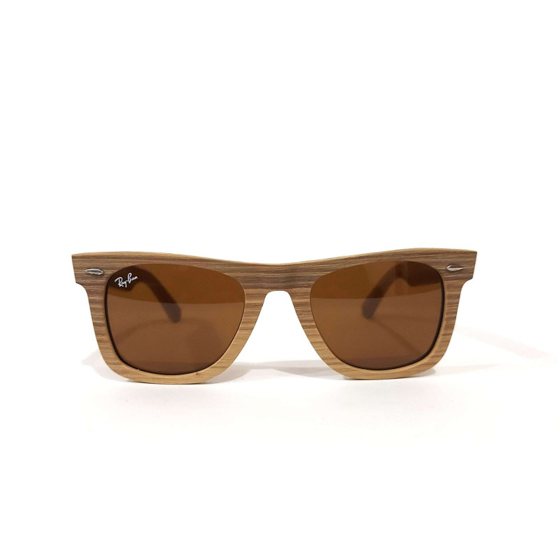 RayBan RB2140 Wood Acetate Brown Frame Brown Glass Sunglasses